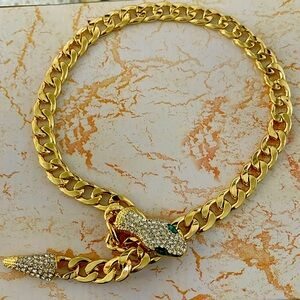 Snake Head & Tail NECKLACE- 22” in Goldtone